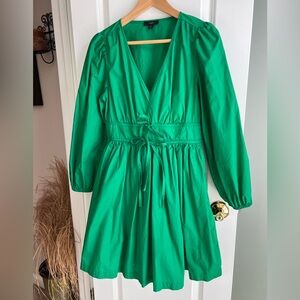 J. Crew Vibrant Green Long Sleeve Dress